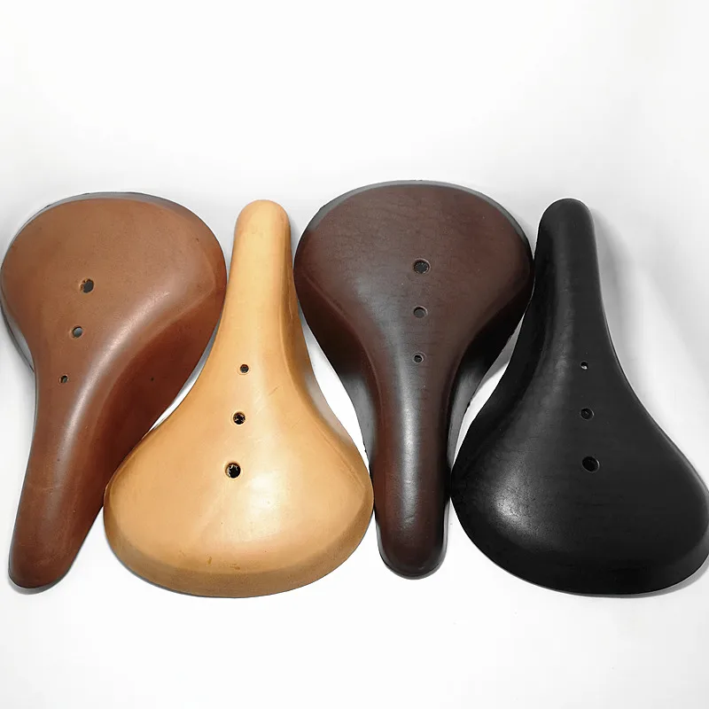 

P1 Bicycle saddle Accessories Metal Rack 4colors Optional 28*17.5cm Retro Bicycle Saddle 100% Leather
