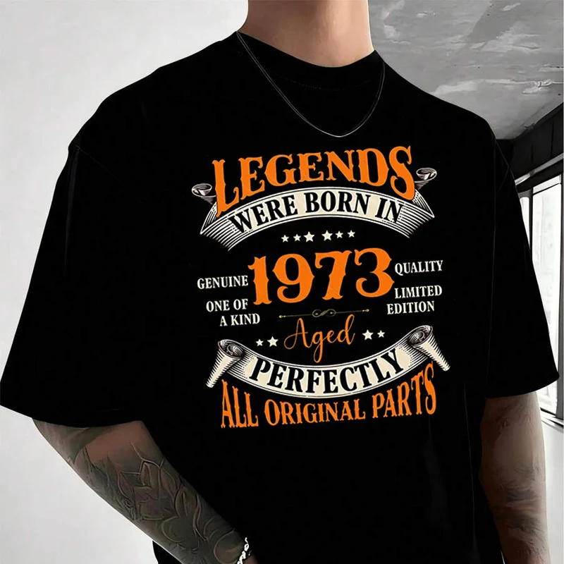 

Мужская повседневная спортивная футболка Vintage Legends Born In 1973, 52 года, свободного кроя, с коротким рукавом, летняя, топ.
