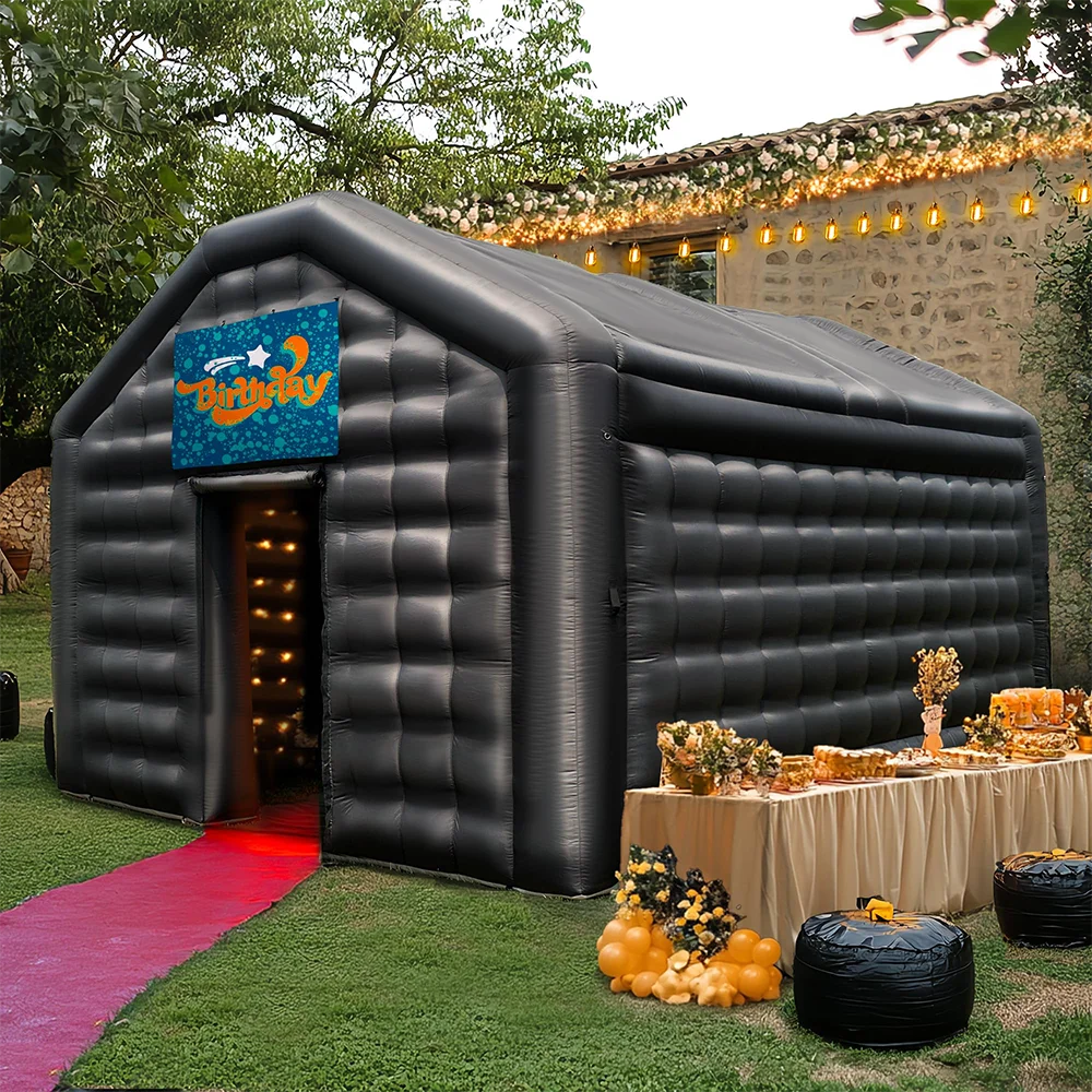 20ft-6m Large Black Nightclub Tent Inflatable Party Tent Inflatable Disco Nightclub Tent Mobile Night Club Tent For Event Rental