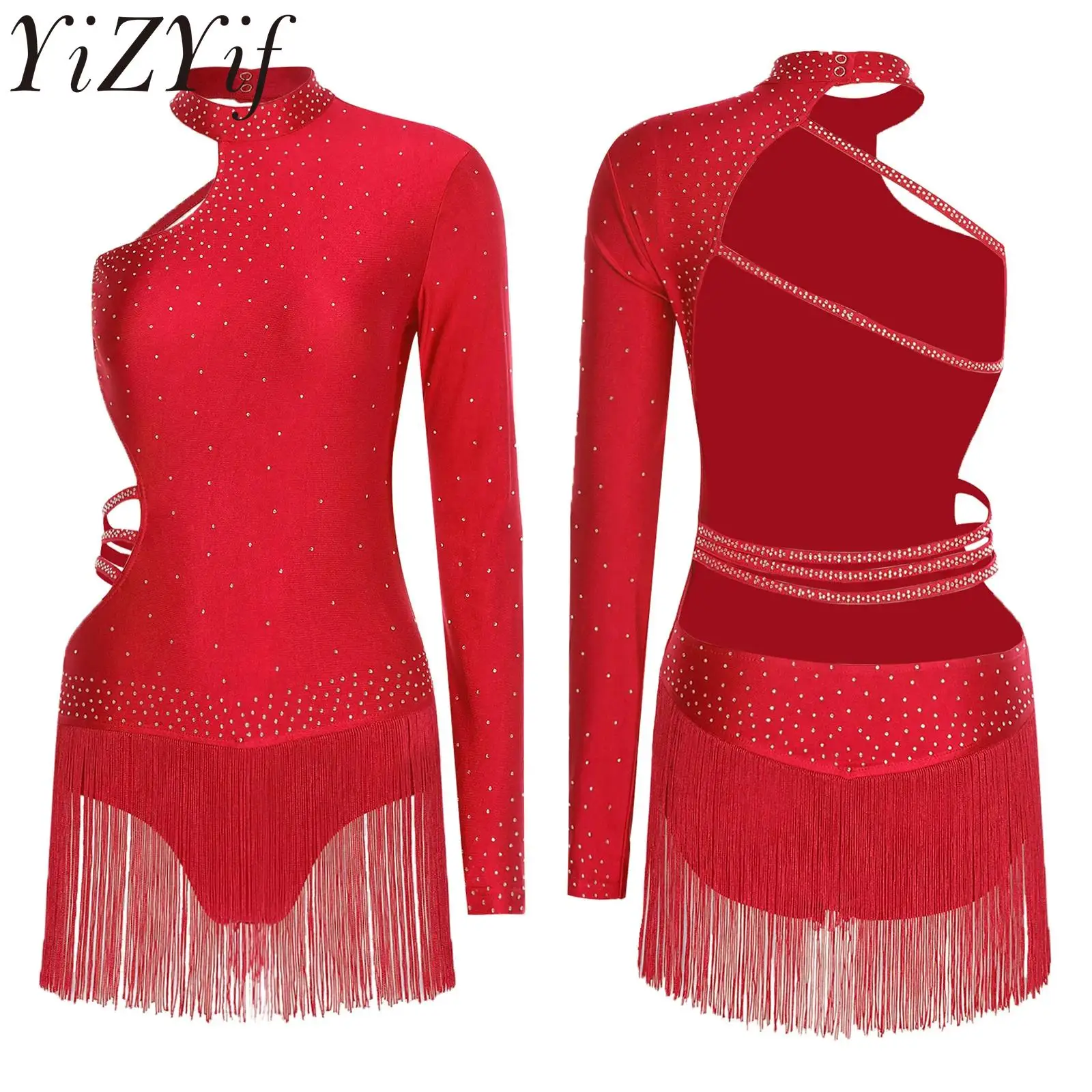 

Женское трико для латинских джазовых танцев, одинарный костюм балерины с длинными рукавами и открытой спиной, дизайн с кисточками, лирическое балетное платье