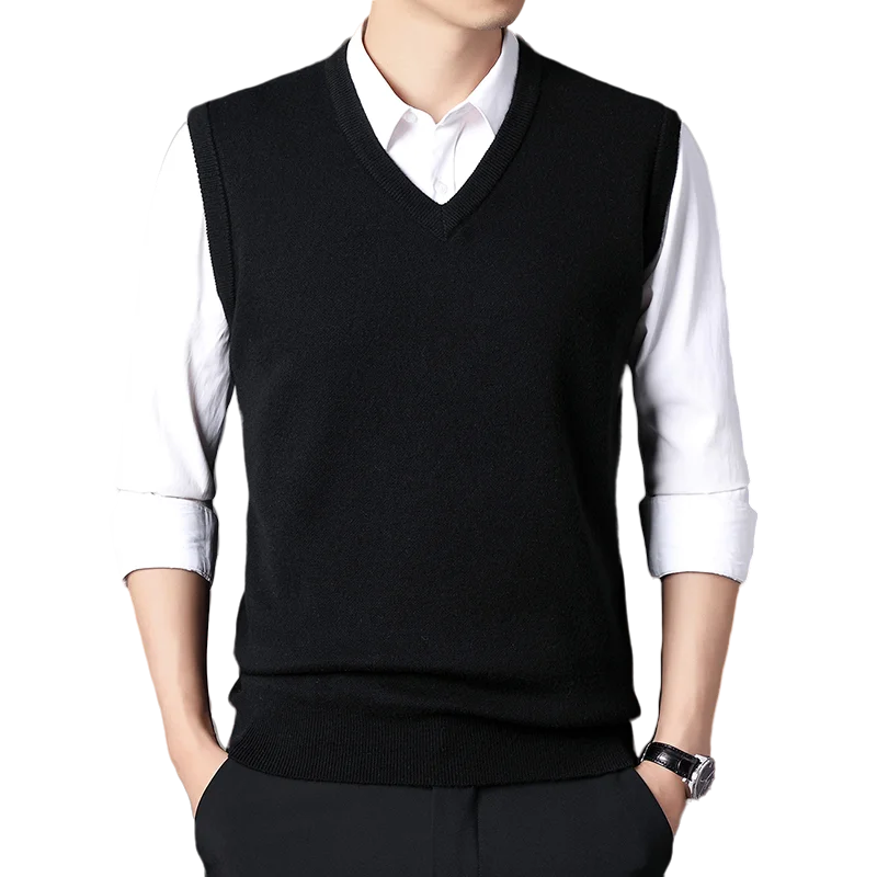 

High-End V-Ne Men's Casual Vest TUCANO No-Sve Knitted Sweater Base Layer Pure Color Busin Casual Sle Winter Thiened