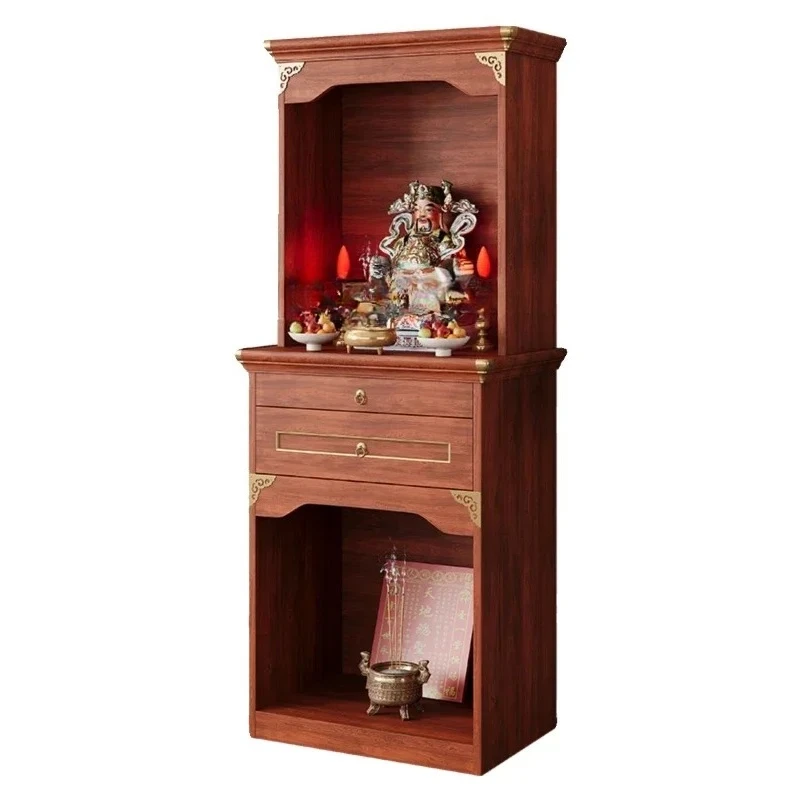 

Buddhist shrine double-layer vertical cabinet new Chinese aluminum alloy shrine household offering table