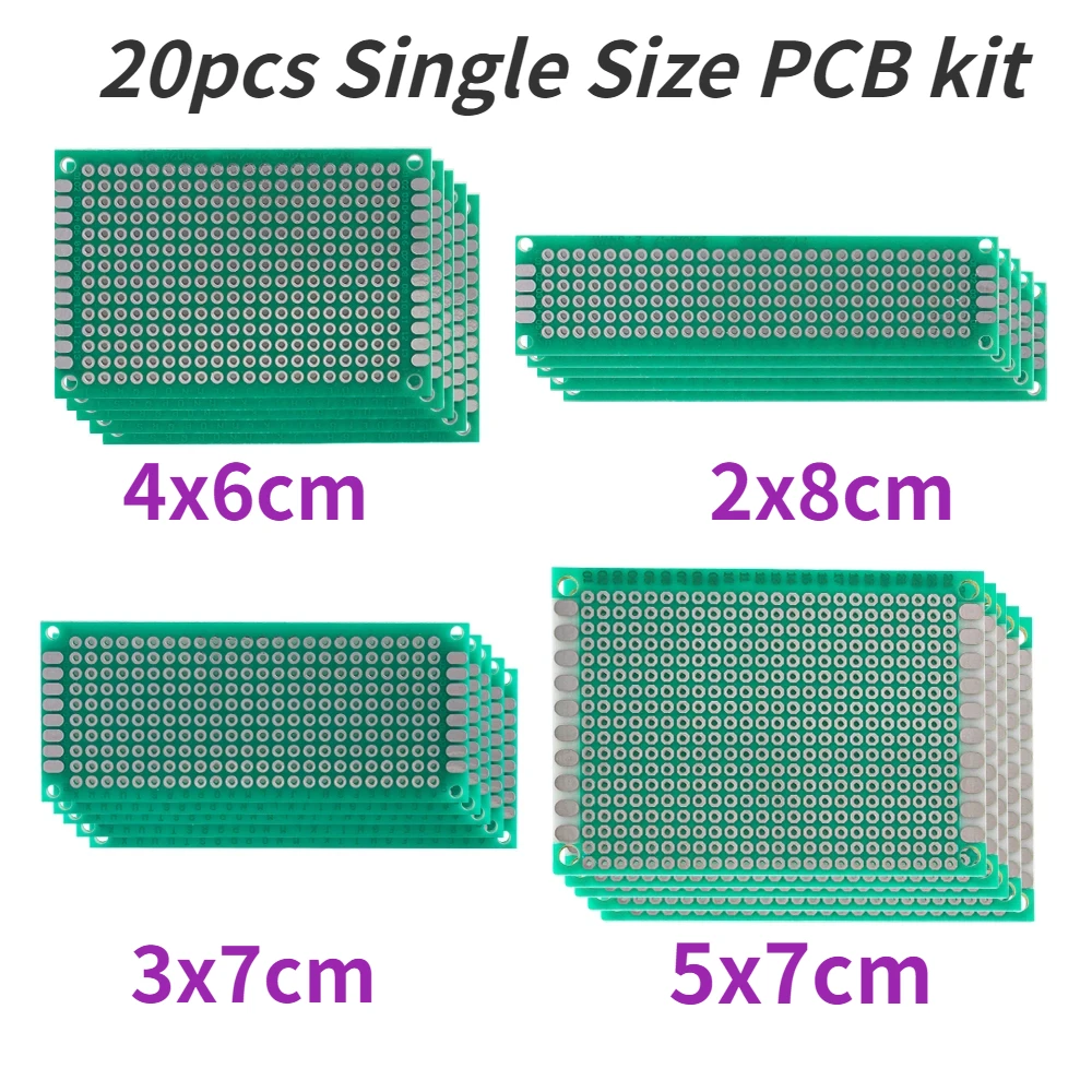 20PCS Single Sided Prototype PCB  5x7 4x6 3x7 2x8cm Diy Universal Printed Circuit PCB Board 4 Sizes Protoboard For Arduino