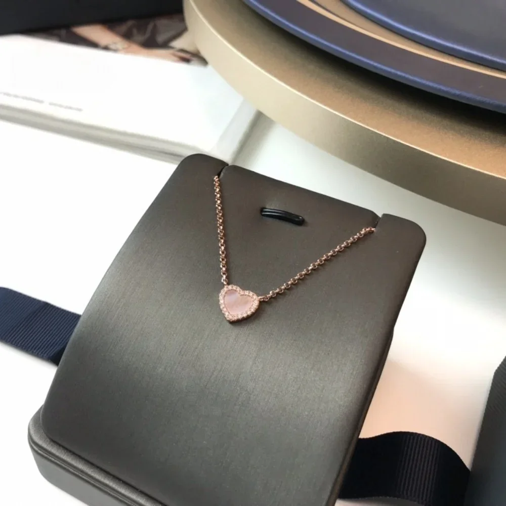 

2025 New Exquisite Luxury 925 Sterling Silver Pink Heart Pendant Necklace From Morocco, A Gift for Your Girlfriend's Confession