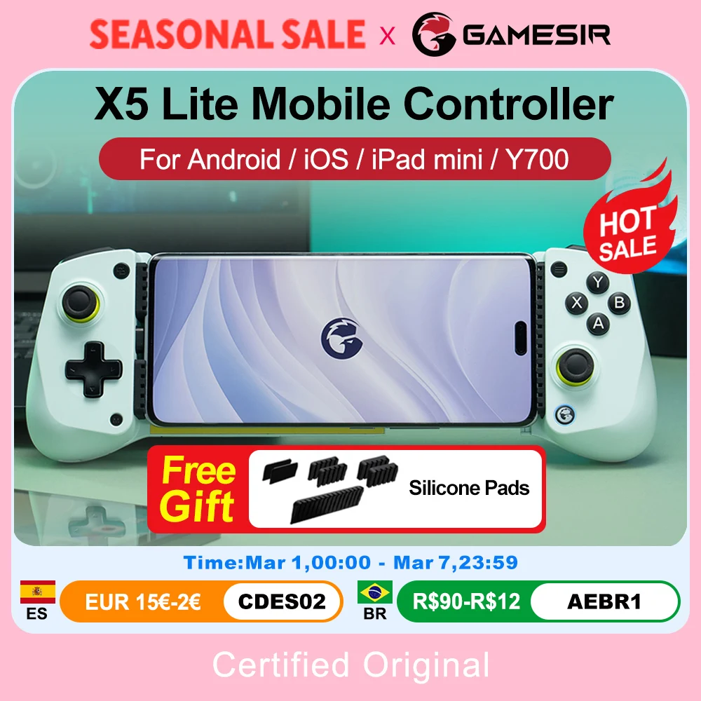 GameSir X5 Lite Mobile Phone Gamepads for iPhone 16 15 Series iPad Mini Android Tablet Controller Hall Effect Joysticks Design