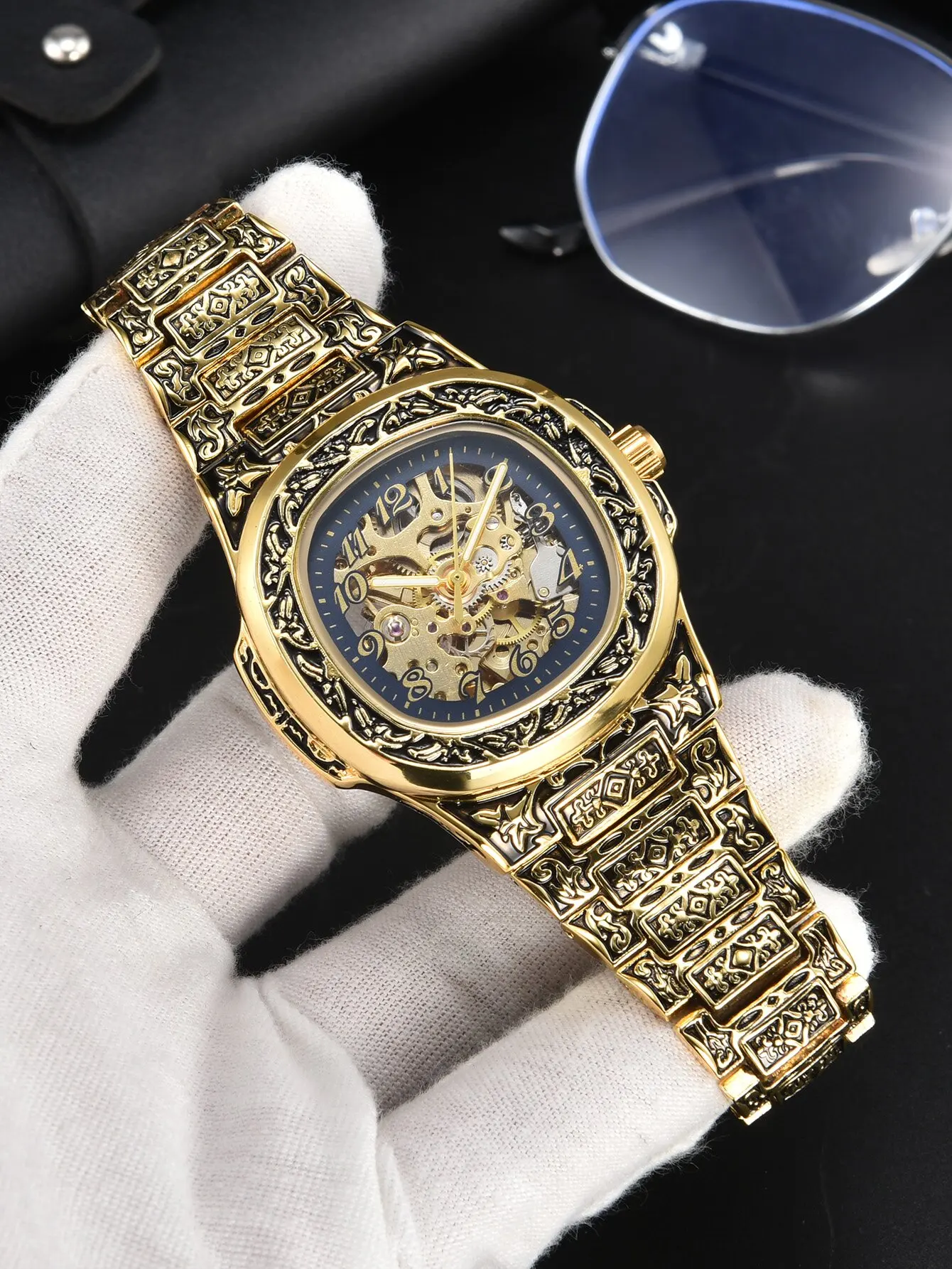 Men Automatic Watch Retro Alloy Steel Mechanical Watches Luxury Waterproof Skeleton Wholesale Men's Watch Boyfriend's Gift
