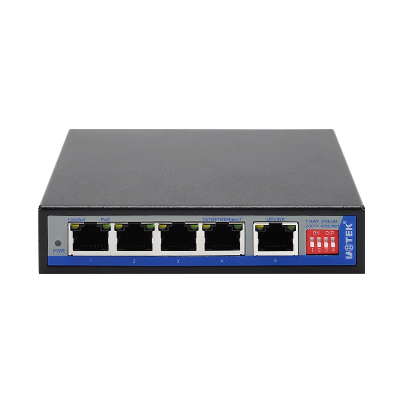 Switch Ethernet POE non gestito Gigabit completo a 5 porte UOTEK DC52V Supporto IEEE802.3af/at PSE Power UT-CG1005P