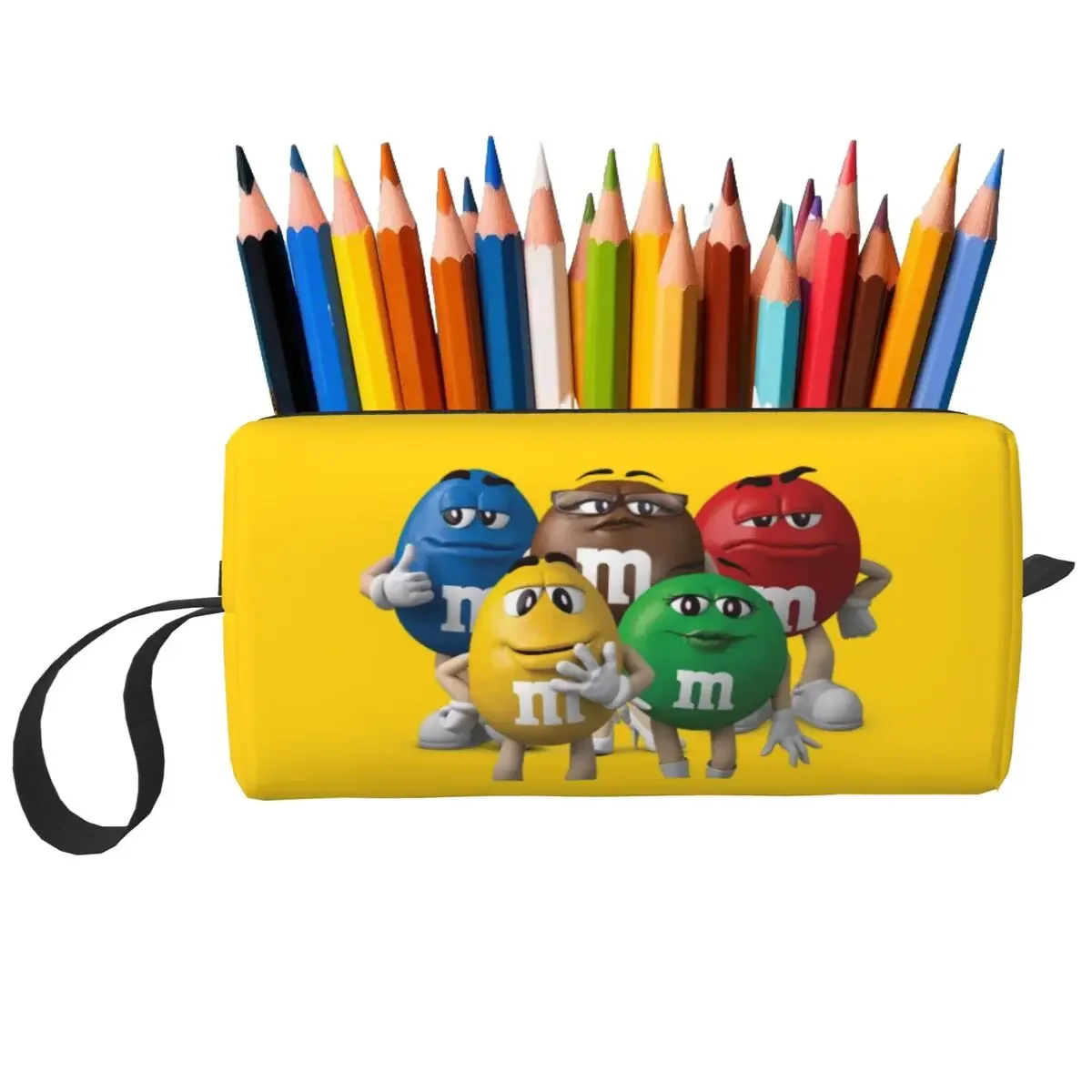 M&M Crew (Large Scale) Makeup Bag Cosmetic Organizer Storage Dopp Kit Toiletry Cosmetic Bag for Women Beauty Travel Pencil Case