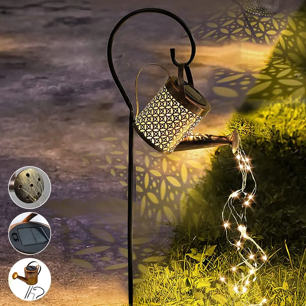 LED Solar Watering Can Light Hanging Kettle Lantern Light Outdoor Waterproof Path Lawn Yard Garden Courtyard Decoration Lamp