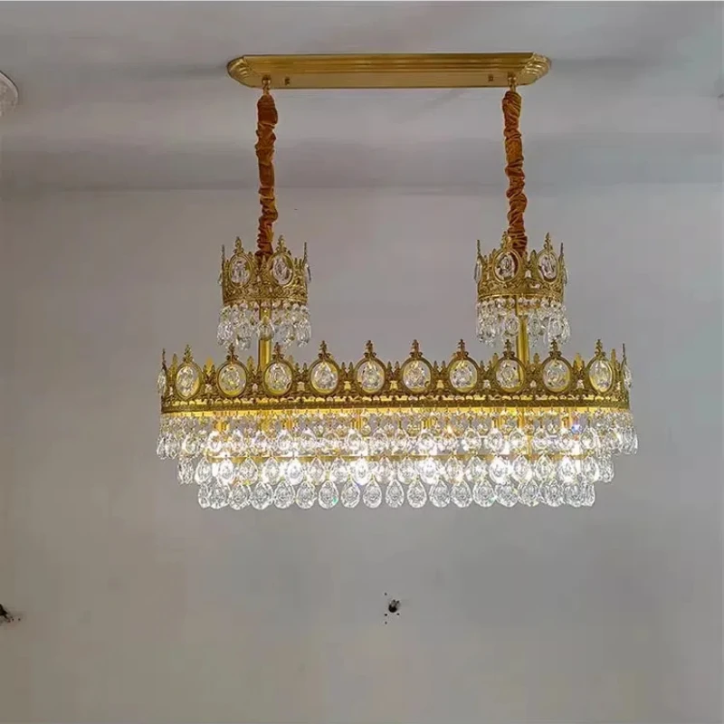 

Современная люстра L100см W30см из меди, бронзы и хрусталя, роскошная, для гостиной и ресторана, внутреннее освещение.