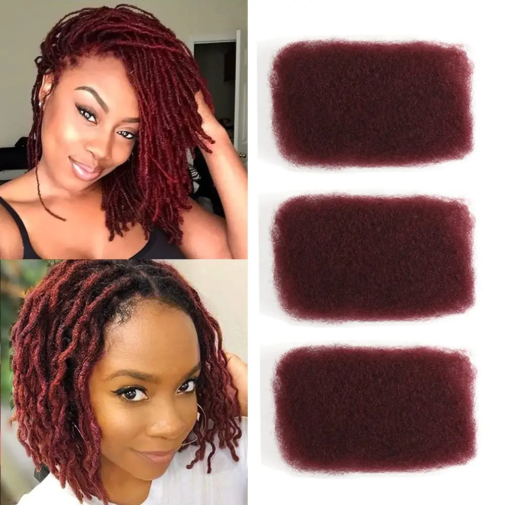 Début Afro Kinky Bulk 150 menschliches Haar Burgund 3 Packungen g eng afro verworrene lockige Bulk Bundles Haar für die Herstellung/Reparatur Locs,