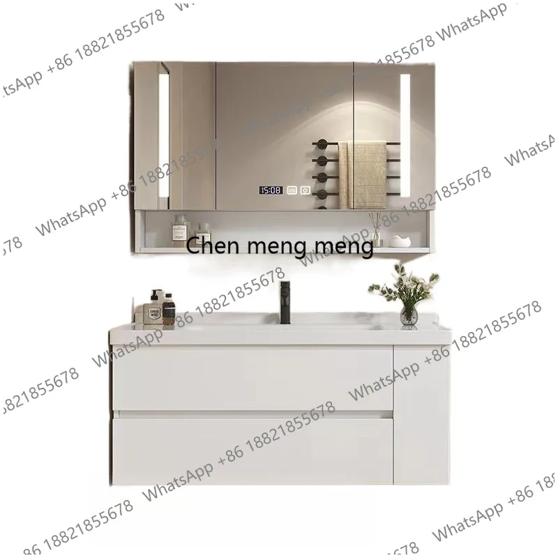 Floating Bathroom Vanity with Ceramic Integrated Sink Combo, Wall Mounted Storage Cabinet with 2 Drawers Faucet & Pop Up Drain