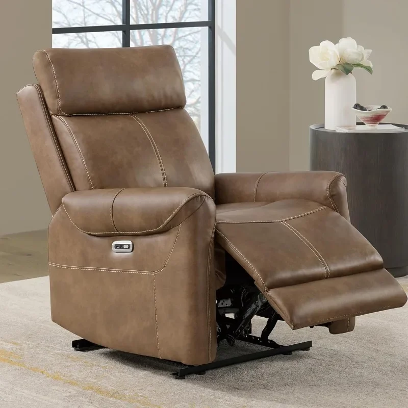 Leather Power Recliner Chair Wall Hugger Sofa with USB Charging Ports Electric Reclining RV Furniture  for Living Room