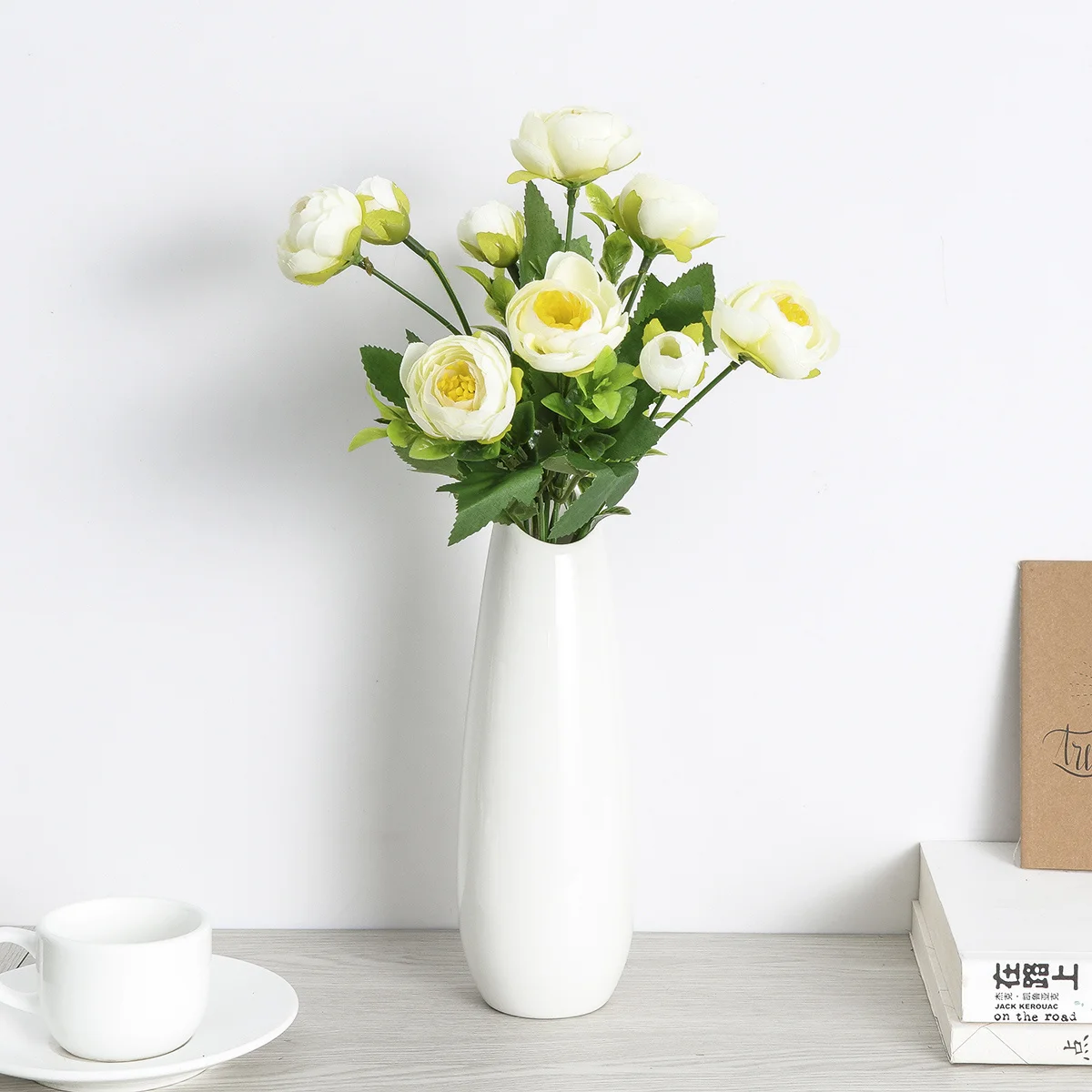 

2Pcs Artificial Camellia Flowers Fake Plastic Bouquet for Home Party Wedding Decoration Lovely Decorative Flowers