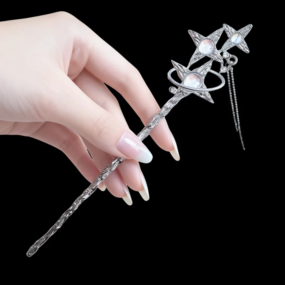Ancient Stlye Alloy Hair Sticks for Women Girls Metal Simple Hairpins Star Hair Chopstick Hair Styling Tools Gift