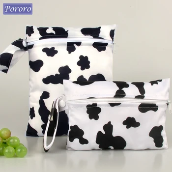 Porororo 방수 젖은 가방, 14x20cm, 20x25cm 미니 아기 기저귀 기저귀 가방, 세척 가능 재사용 메이크업 가방, 2 개