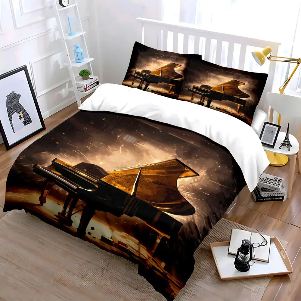 Luxury Piano Set for Concerts Soft Comfortable Duvet Cover Bedding Set Included 1*Duvet Cover & 2*Pillowcases, gift
