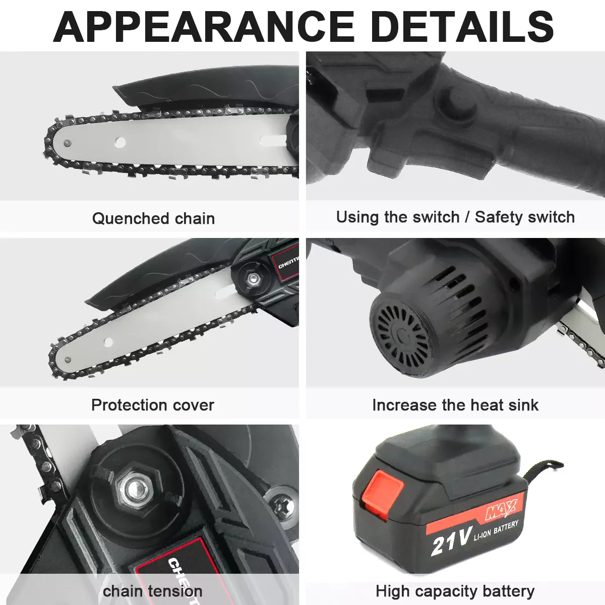 منشار كهربائي صغير 4000 وات 4&6 بوصة قاطع خشب منشار كهربائي بيد واحدة مع بطاريتين #4