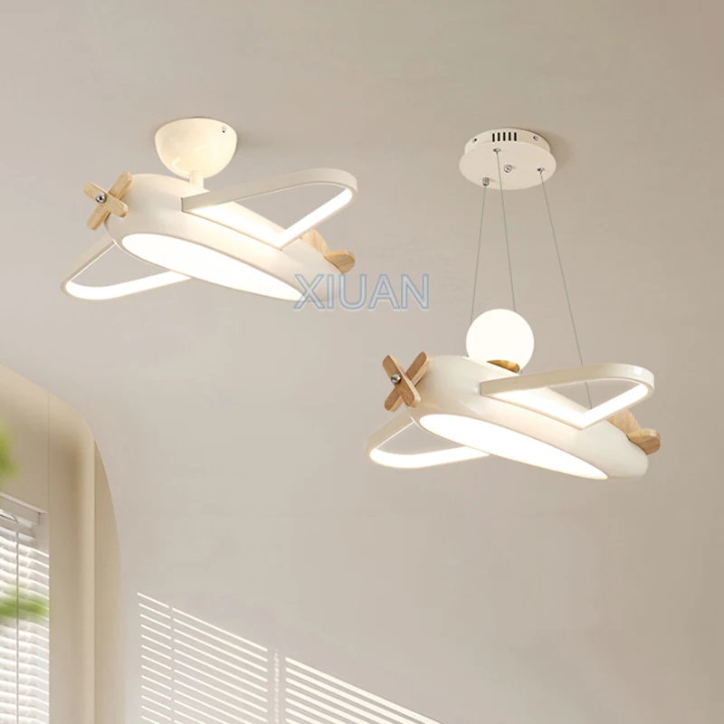 creme azul aviao luzes de teto protecao para os olhos quarto do bercario lampada suspensa para criancas menino criancas quarto candelabro lampadas led 01