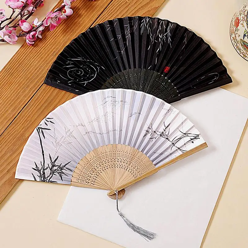 Bamboo Folding Fan Paper Chinese Styles Hand Held Anitque Art Craft Summer Female Party Dance Props Home Decoration