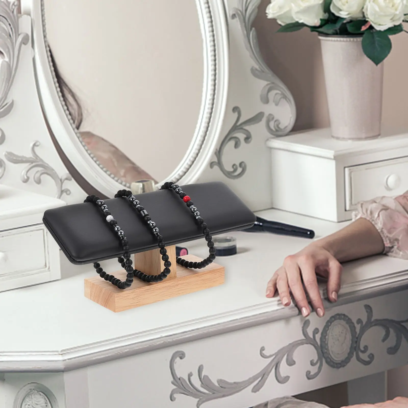 ブラックセントブレスレットセントジュエリーディスプレイラック耐久性のあるganizer木製時計セント時計ディスプレイラック木製