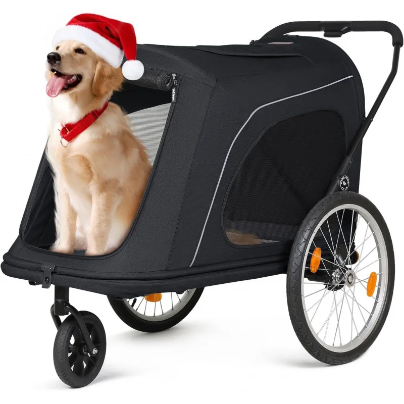 

2026 New：R8 Large Foldable Pet Stroller, Dog Stroller & Pet Trailer Large Dogs Under lbs, Unmovable, Disabled & Pr