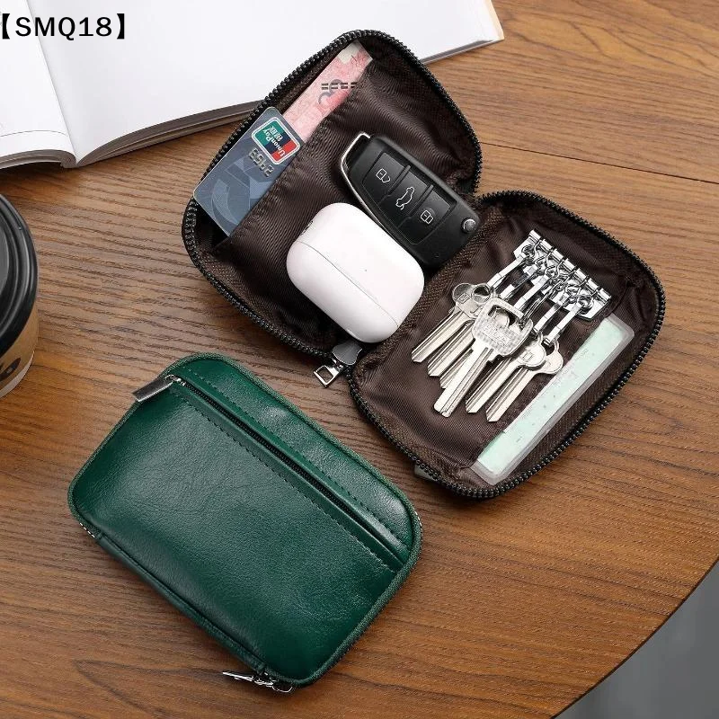 1Pcs Leather Key Organizer Pouch With Multiple Compartments And Durable Zipper For Daily Commute Travel Work Business Trips【SMQ】