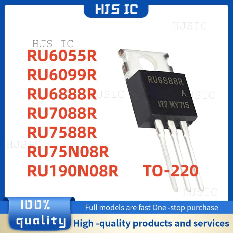 10 Uds 100% nuevo de alta calidad RU6055R RU6099R RU6888R RU7088R RU7588R RU75N08R RU190N08R TO-220 MOSFET en Stock