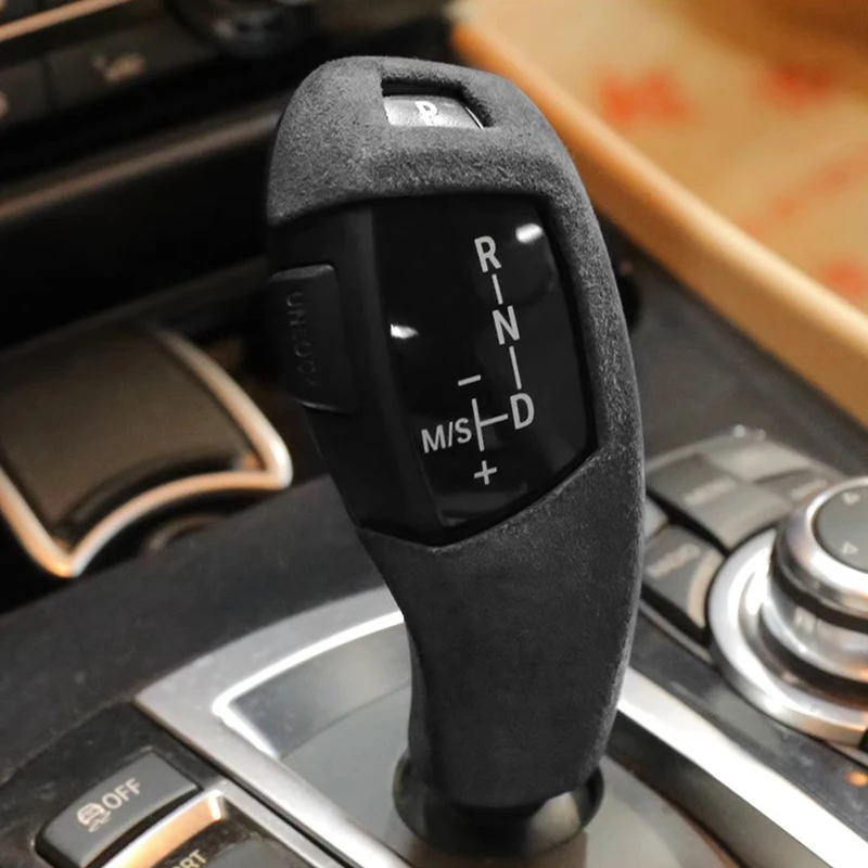 

Suede Overlay Interior Car Gear Shift Knob Cover Gears Shell For BMW 5 series E60 X5 X6 E70 E71 2008 2009 2010 2011 2012 2013