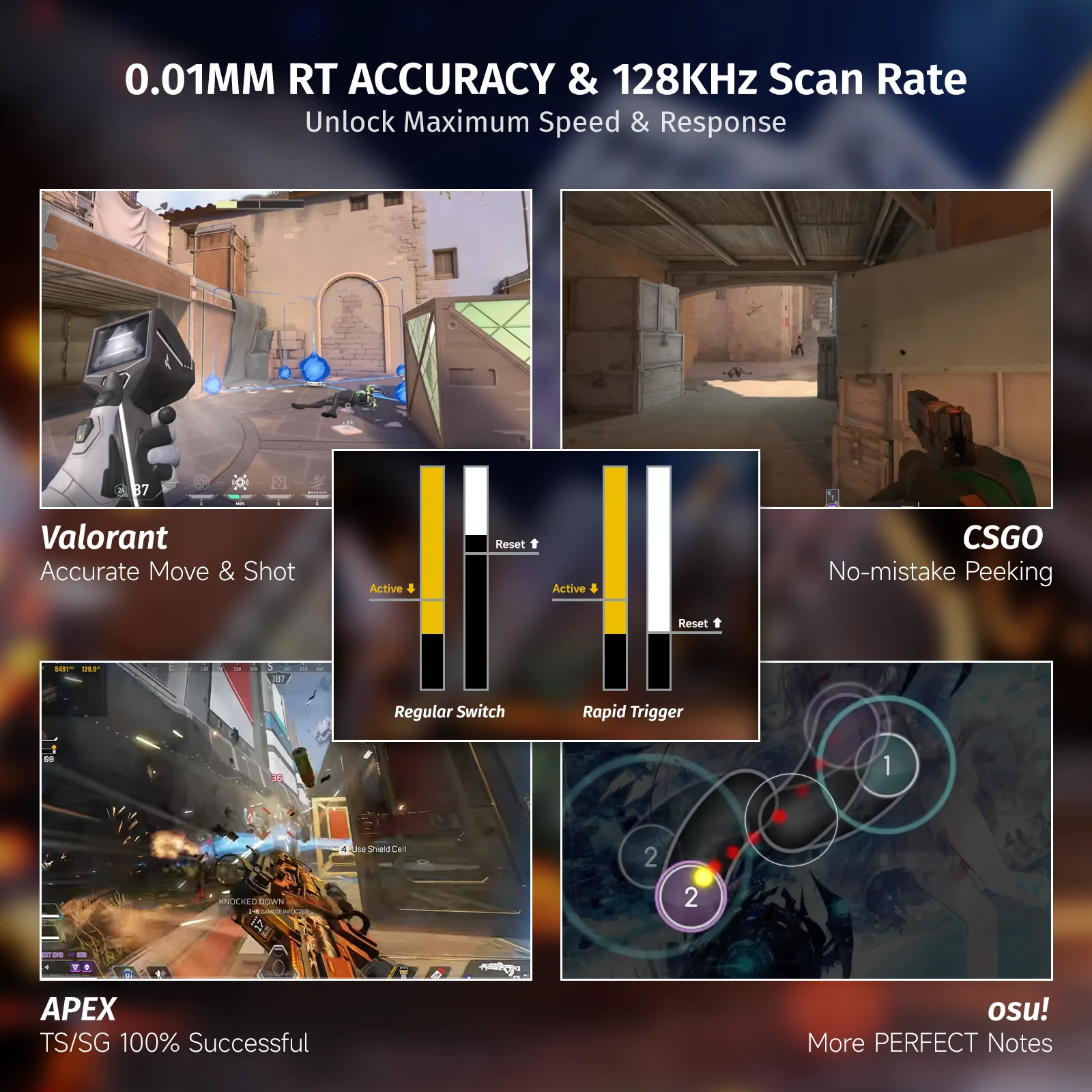 لوحة مفاتيح مغناطيسية ATTACK SHARK X68 HE Rapid Trigger 8 كيلو هرتز، دقة 0.01 مم RT، تخطيط 60%، RGB، تدعم صنبور RT/Snap/DKS/MT/TGL