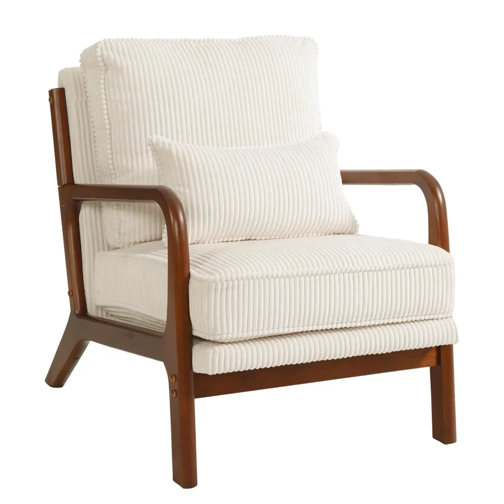 

Medieval-style Modern Armchair, Corduroy-cushioned Reading Chair, Lounge Chair with Lumbar Support, Customizable