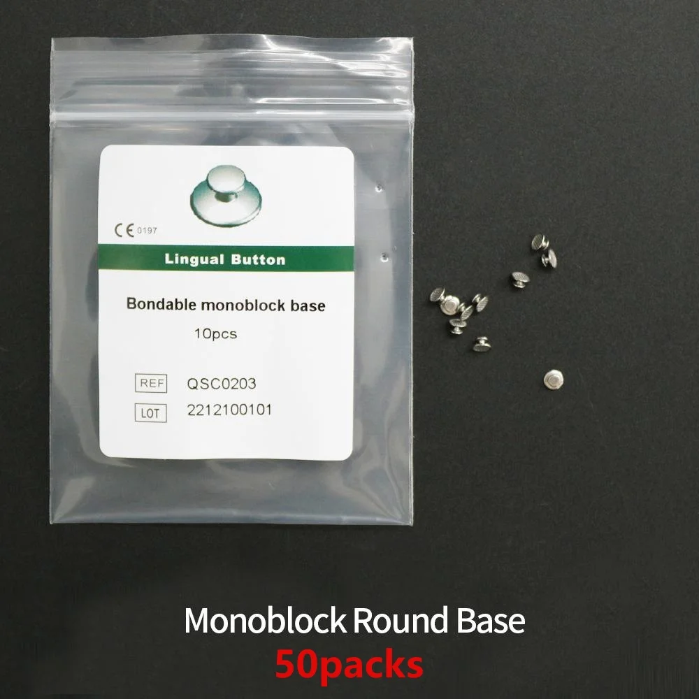 50Packs 10pcs/Pack Dental Lingual Button Monoblock Round Base