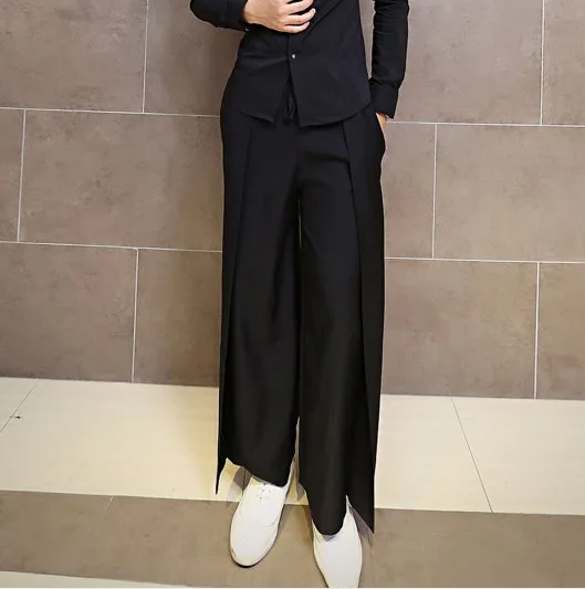 

27-46 New Men Women's Clothing Fashion Wide Leg Pants Handsome Casual Trousers Plus Size Singer Costumes