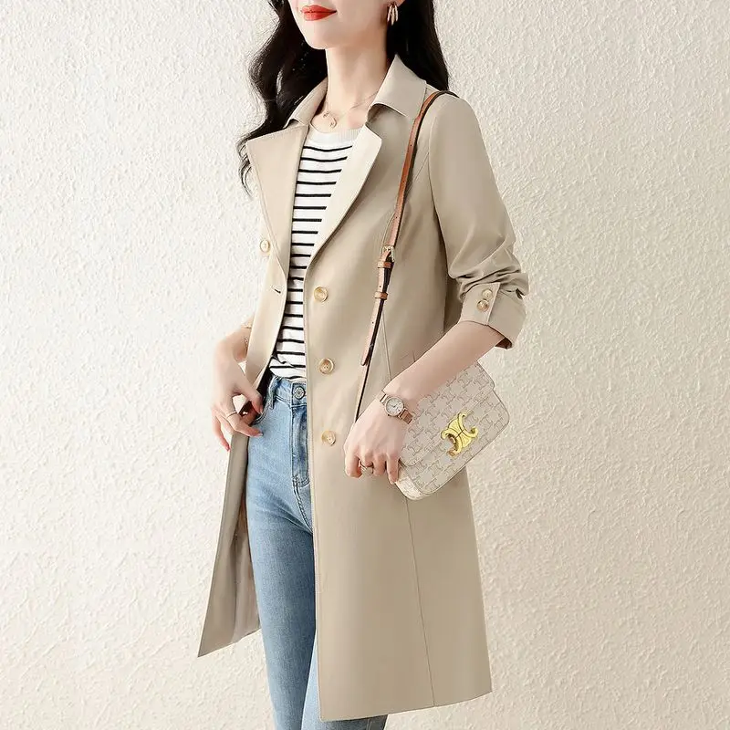 Women's Clothing Turn-down Collar Solid Color Button Up Cardigan with Coats Pockets Casual Fashiona Jackets Spring Autumn Tops