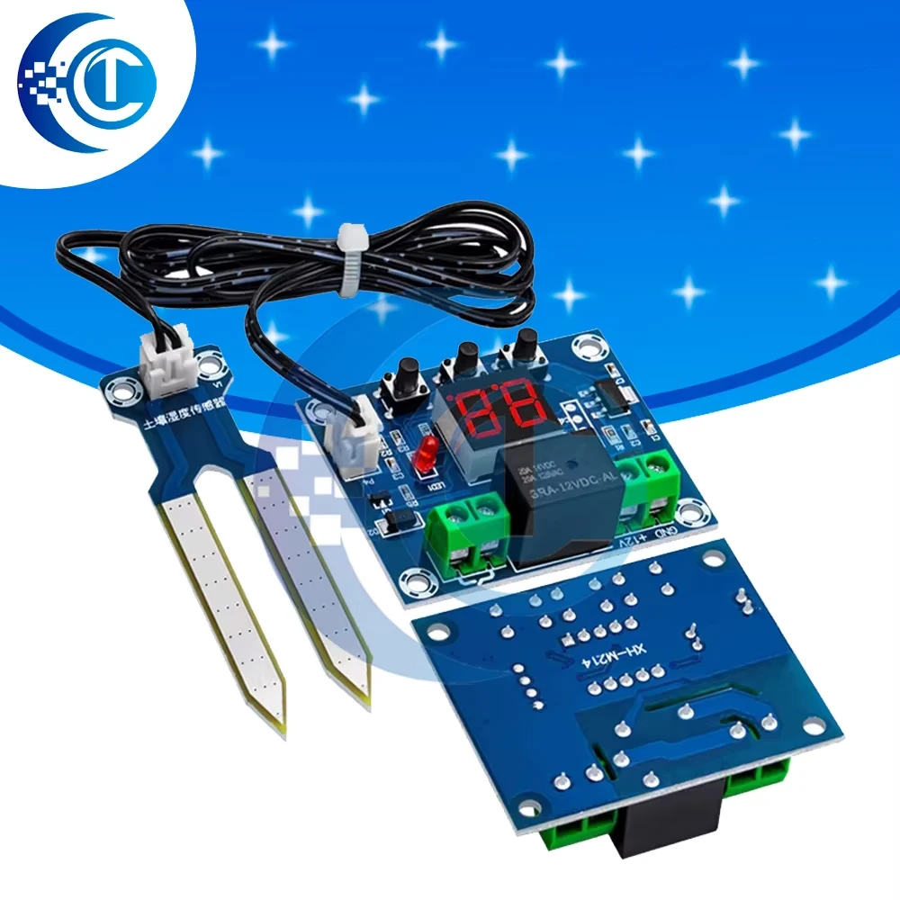 XH-M214 Humidity Controller Soil Sensor Module 20-99%RH Automatic Control Irrigation Computer System Red Digital Display Module