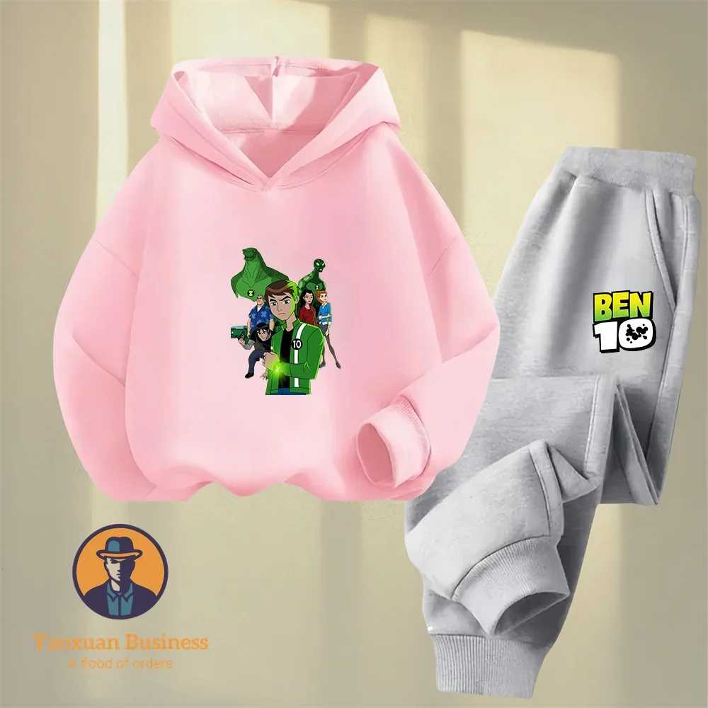 

Children's Ben10 Alien Force Set, Holiday Gift, Long Warehouse Two-piece Set, Hooded Sweatshirts for Boys and Girls Aged 3-12
