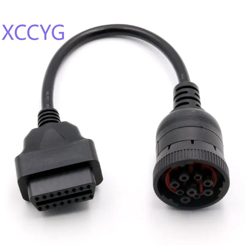 

For J1939 9pin to 16pin Truck OBDII OBD2 Cable Diagnosctic Tool Female Connector Cable