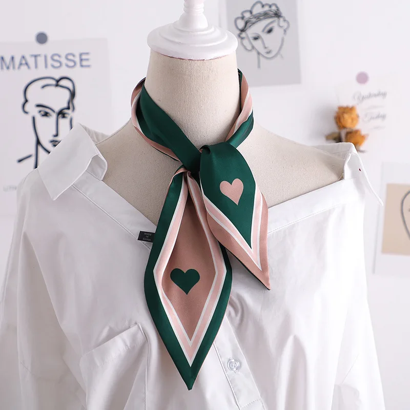 

New Design Pointy Silk Scarf Women Headscarf Spring Autumn Summer Necktie Shirt Women's Bag Scarf Wrist Towel Hair Band For Girl