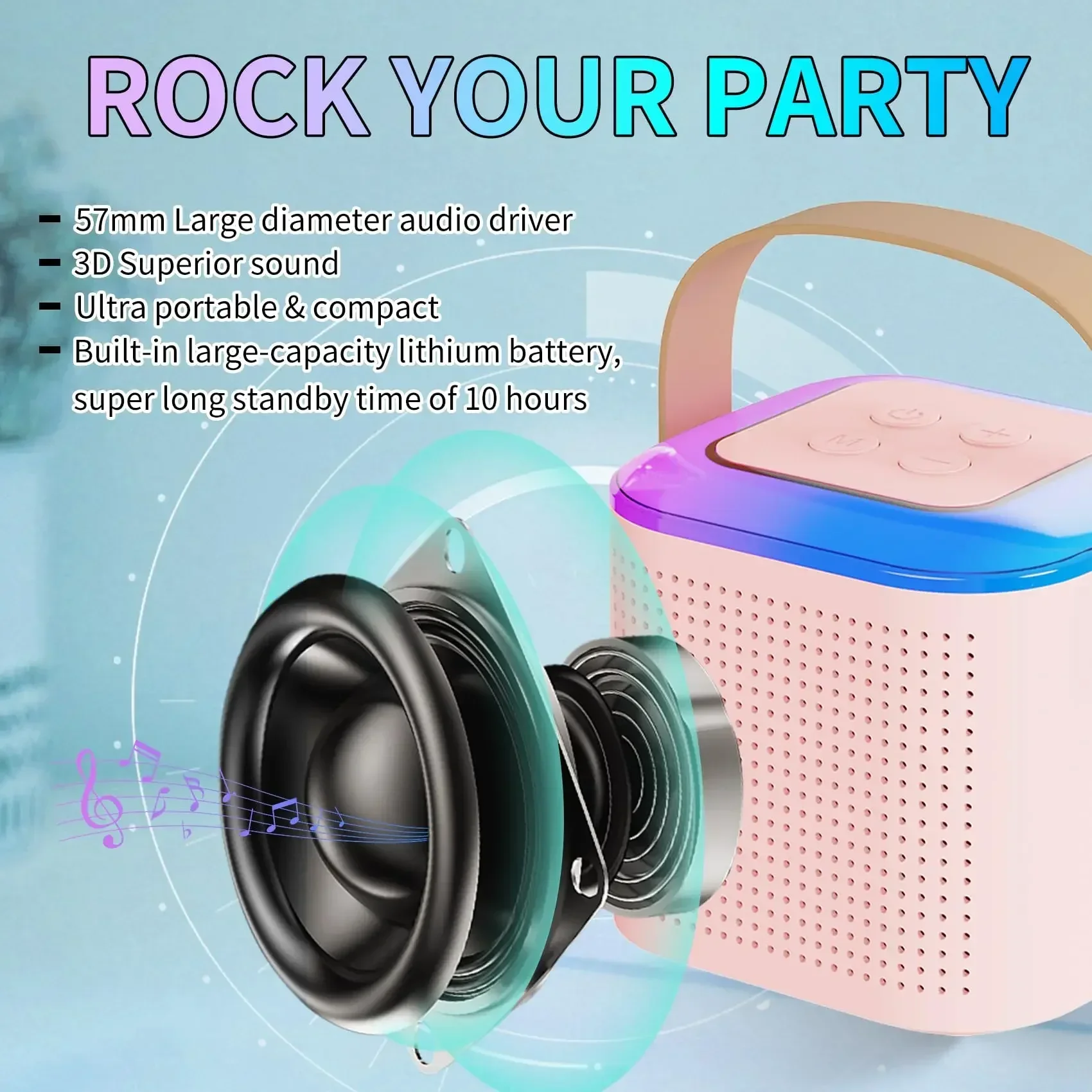 Mini Karaoke Machine for Adults and Kids, Portable Bluetooth Speaker with 2 Wireless Microphone,Karaoke Gifts for Birthday