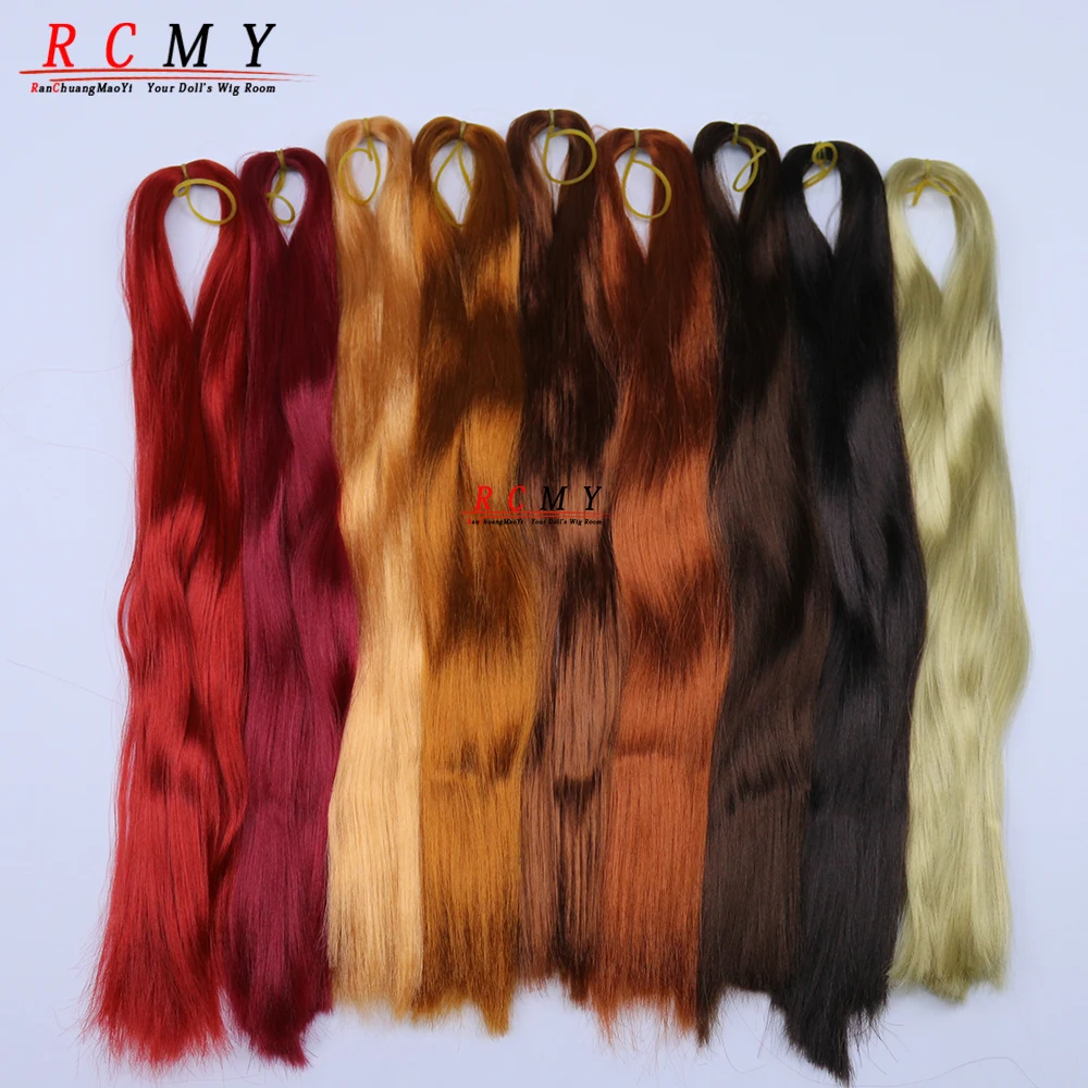 วิกผมตุ๊กตาไหมนมสีแดง RCMY สำหรับตุ๊กตา BJD/SD วิกผมตุ๊กตาแบบรากผม วิกผมตุ๊กตาแบบปลูกผม ถักมือ สีชมพู ทอง ดำ อุปกรณ์เสริมผมตุ๊กตา