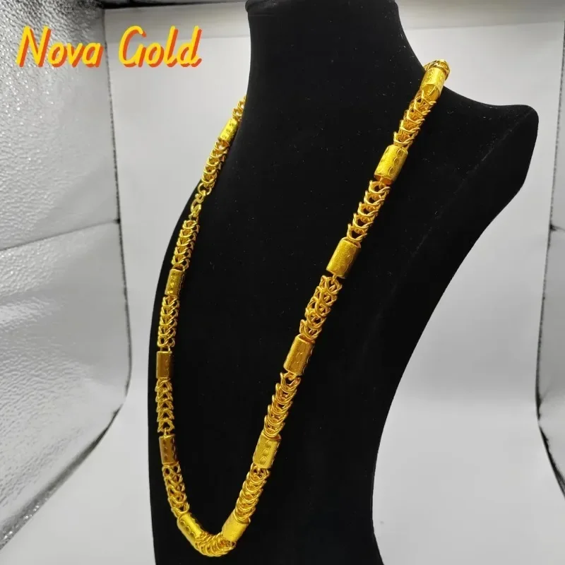 

Роскошное ожерелье NovaGlod из настоящего золота 9999 пробы 24K, универсальное, в форме драконьей кости, модное ожерелье для мужчин и женщин, золотые украшения.