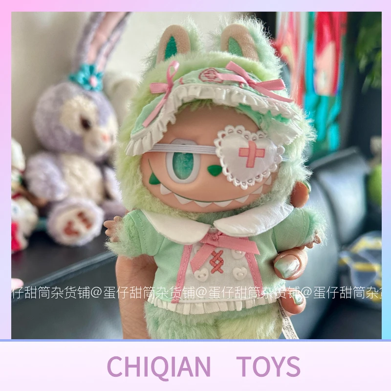 

For labubu clothes only clothes Calm and Lucky 17cm Pulley Cloth Clothes 123.0 Vinyl Green Nurse Skirt birthday gift