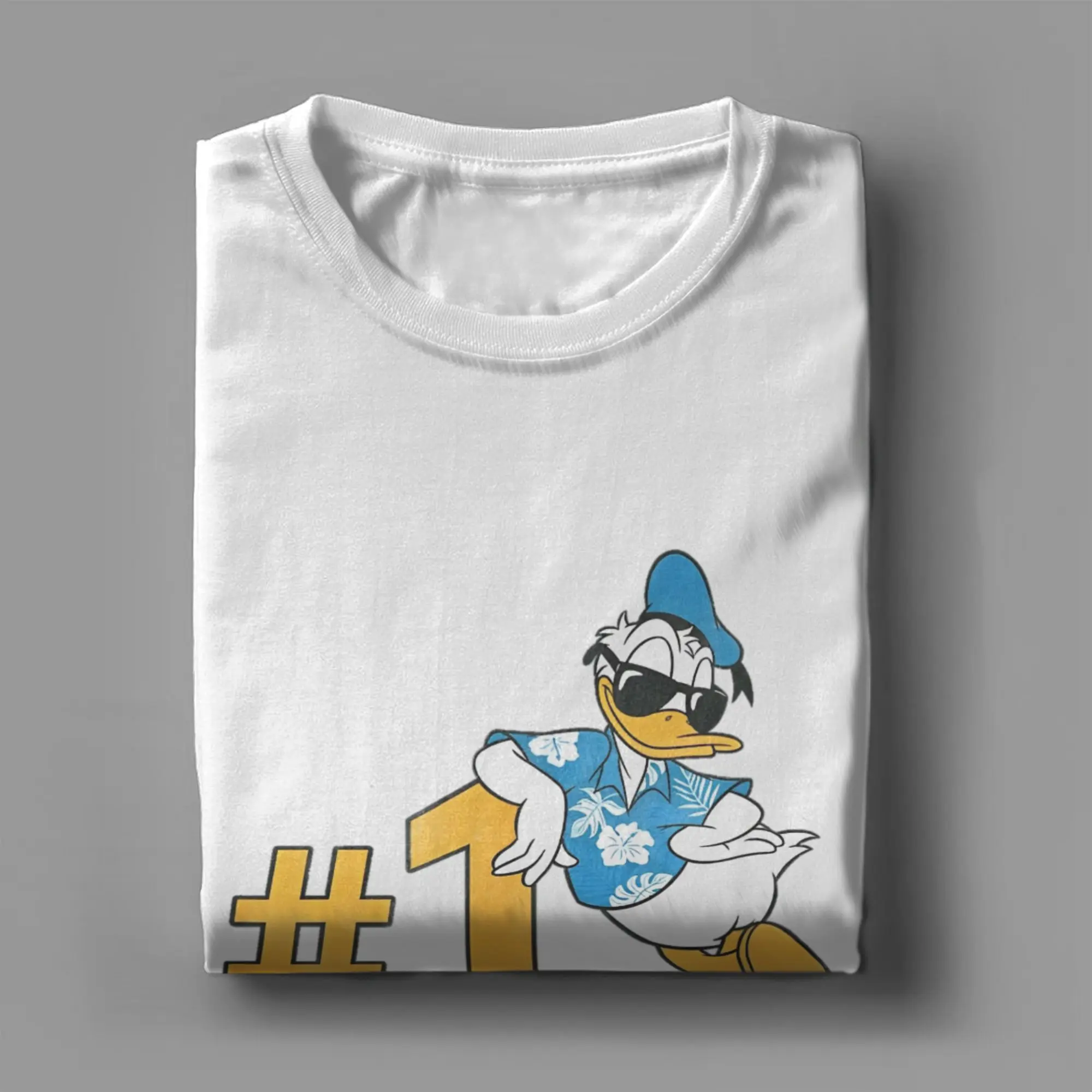 دونالد داك عدد واحد أبي الرجال تي شيرت عيد الأب مضحك تيز قصيرة الأكمام Crewneck تي شيرت القطن 4XL 5XL 6XL الملابس