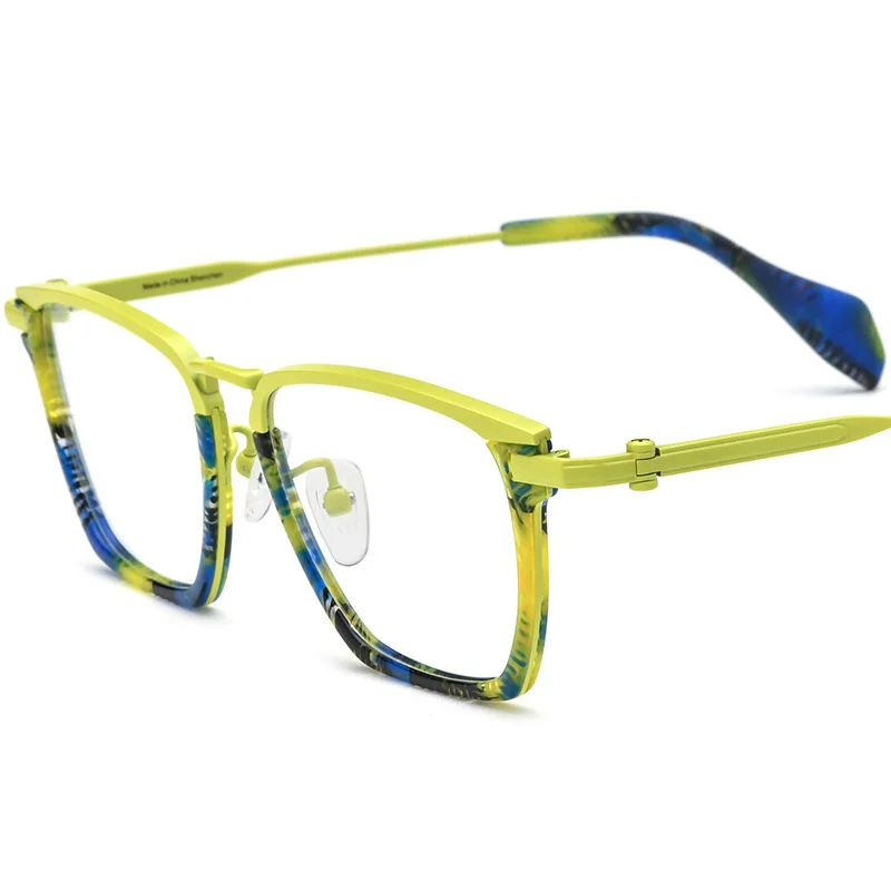 

Wind Red Acetate Titanium Luxury Glasse Frame Men Fashion Brand Design Glasses Frame Woman Retro Square Ultralight Frame Z582