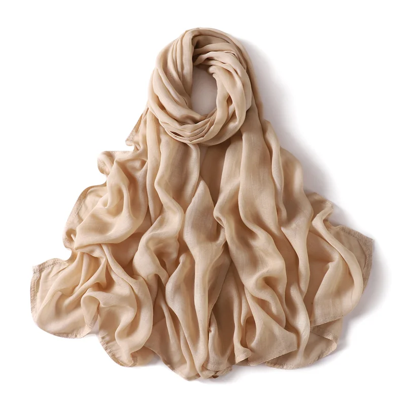 Écharpe Plissée Surdimensionnée en Coton et Rayonne pour Femme, Châles et Enveloppes Doux et Solides, Étole Pashmina, Turban Musulman, 190x85cm