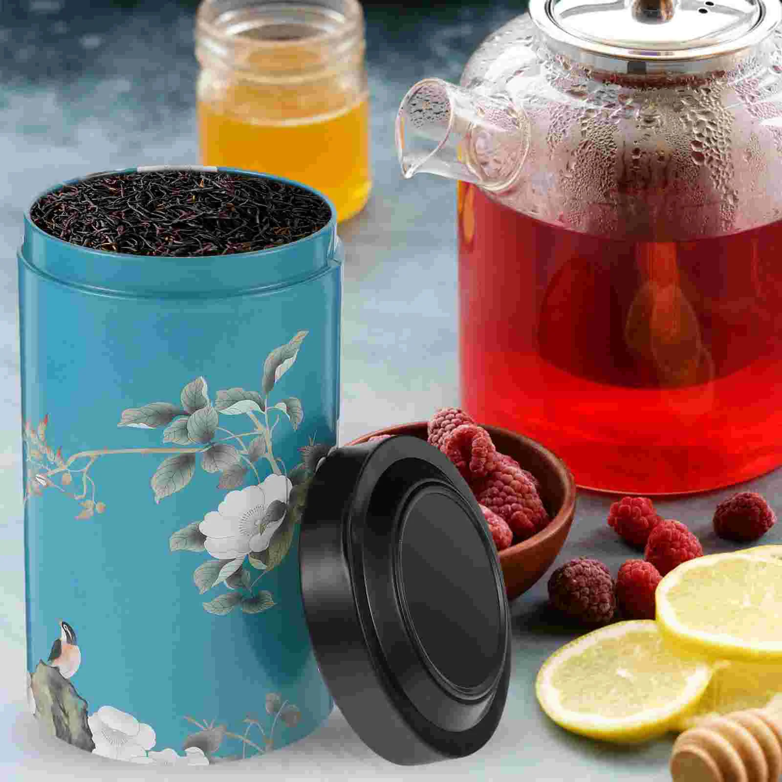 Airtight โลหะกระป๋องชาดอกไม้สีแดงนกออกแบบ Tinplate Storage Jar สําหรับชาใบหลวมกาแฟถั่ว Candy Snack Holder ขนาดใหญ่