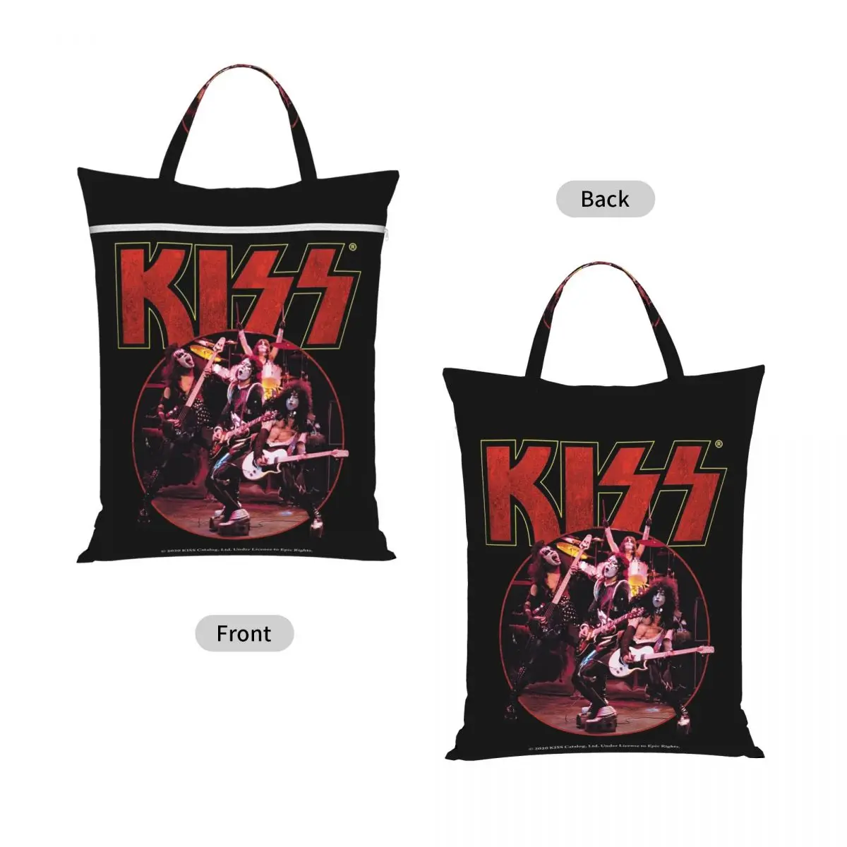 Kiss Band Travel Laundry Bag Waterproof Reusable Dirty Clothes Pouch Gym Yoga Camping Washing Basket