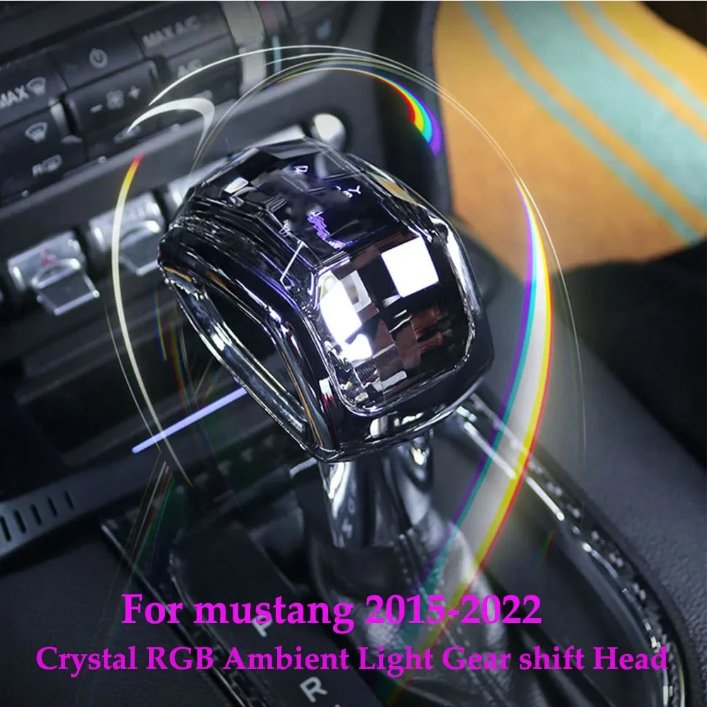 For Ford Mustang 2015-2022 Crystal RGB Ambient Light Gear shift Head Collar Knob Cover Case Mustang Shift Knob Shell