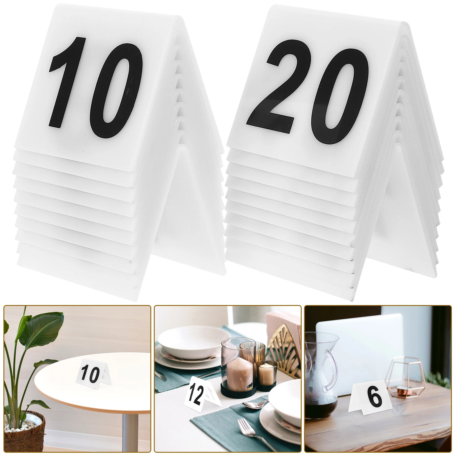

20pcs Acrylic Number Plates 5 5x6 3cm Yellow Black Double Sided Table Signs Evidence Markers Restaurant Buffet Decor