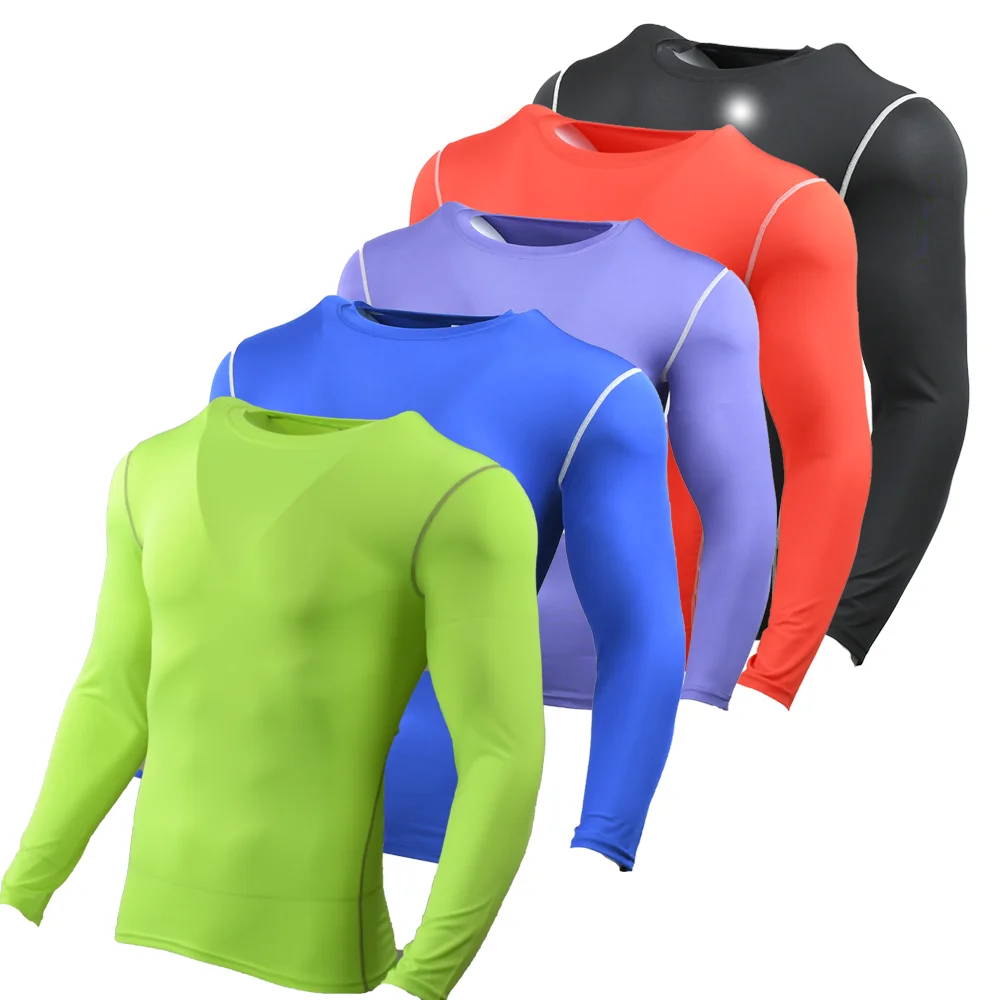 

Men Compression Running T-Shirt Gym Sportswear Training Jogging Shirts Quick Dry Clothe Fitness Tight Long Sleeve Sport T-shirt